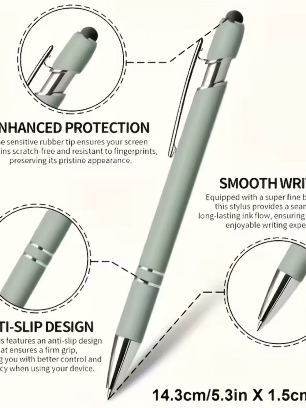 Gray Styllus Ink Pen- set of 2